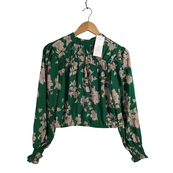 Sienna Sky Blouse Womens XS Green Floral Cottagecore Feminine Flirty - Picture 1 of 10